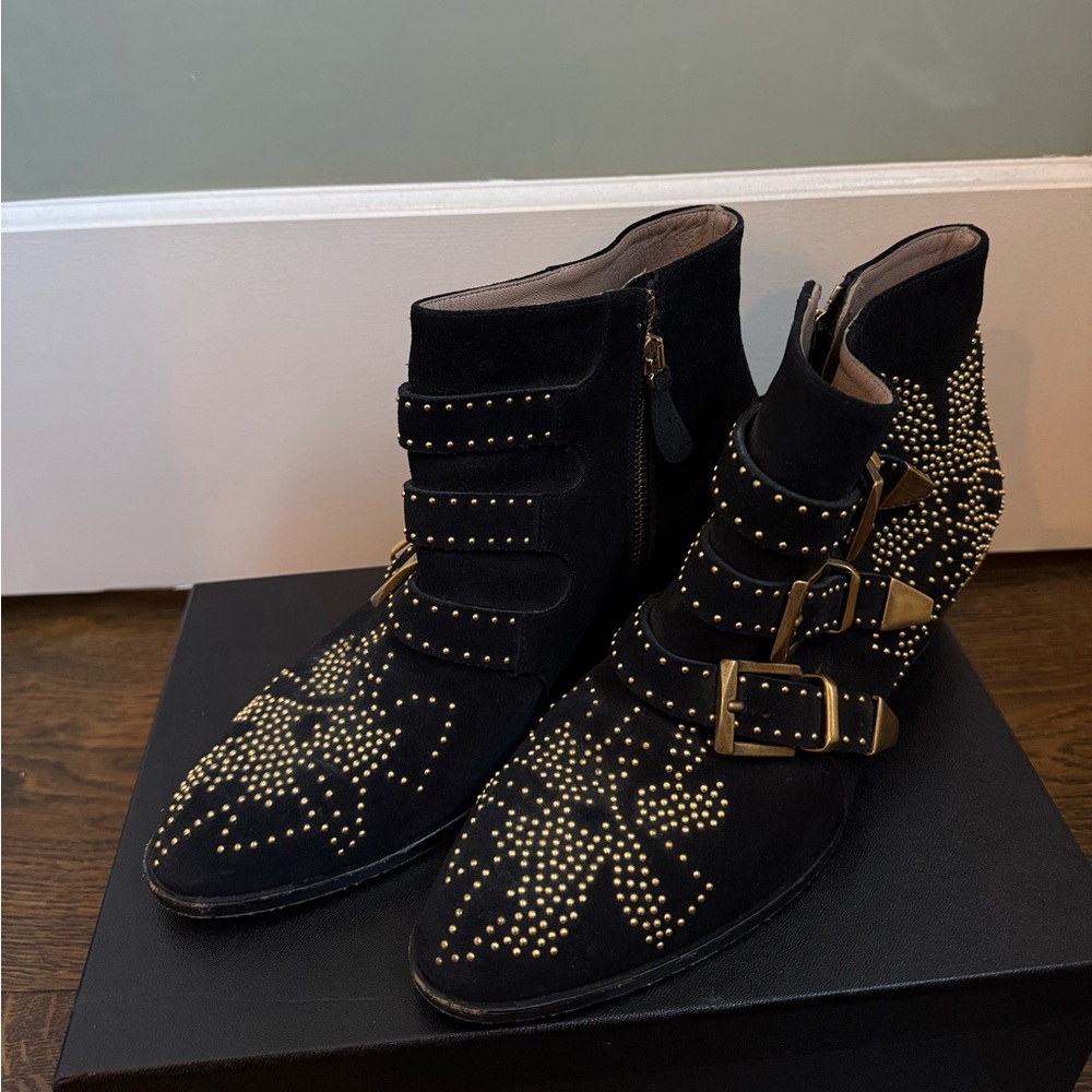 Chloe Susanna Studded Black Ankle Boots